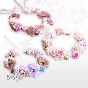 Dusty Rose Blush Baby Pink Ivory Lilac Flower Girl Crown-Spring floral Girl Halo